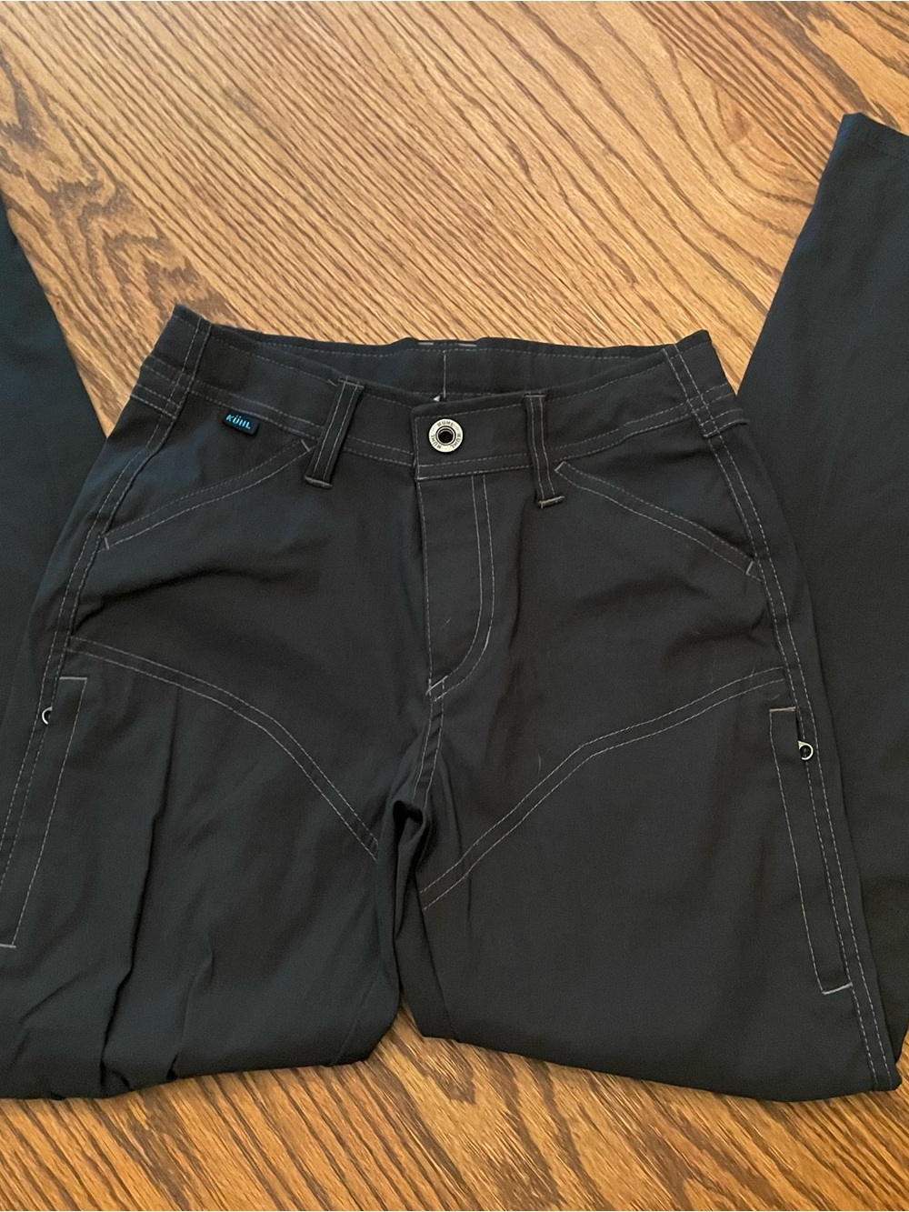 Kuhl Renegade Black Pants with White Contrast Stitching. Youth size medium